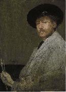 James Abbott Mcneill Whistler Arrangement in Gray Portrait of the Painter oil on canvas